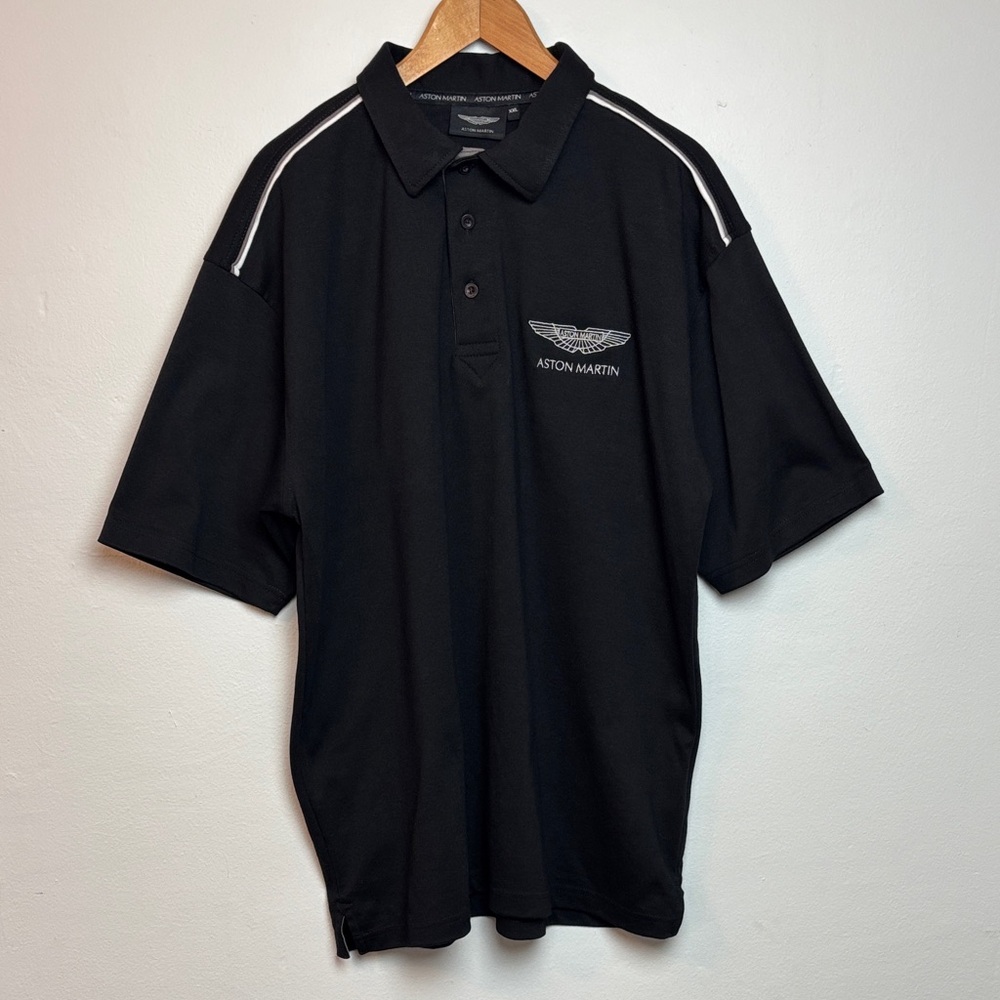 Aston Martin Men’s XXL (Fits XL) Black Polo Shirt Cotton